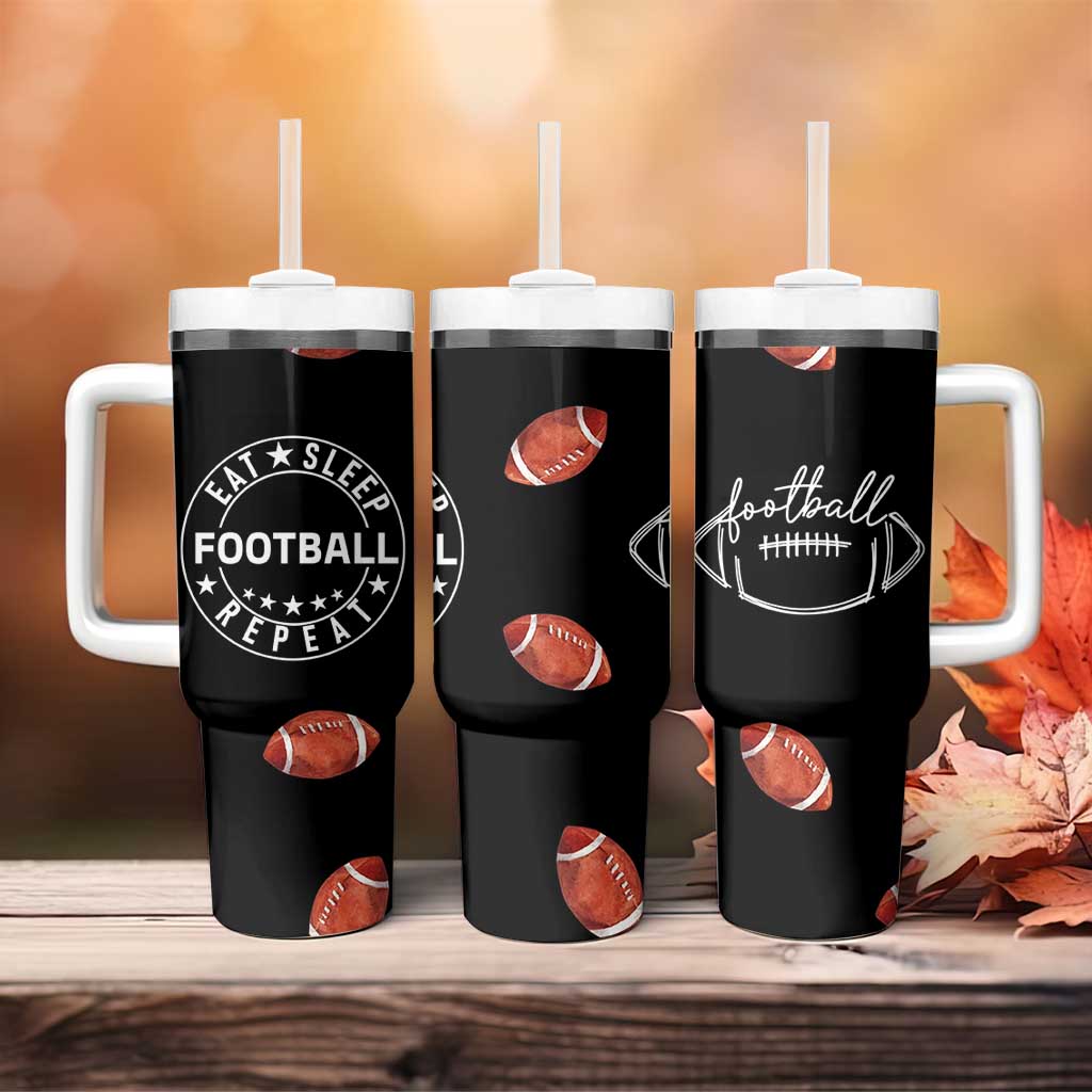 American Football Tumbler With Handle Funny Eat Sleep Football Repeat