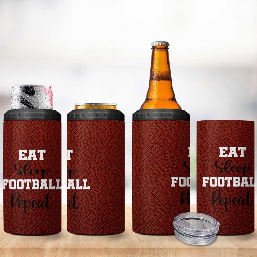 American Football 4 in 1 Can Cooler Tumbler Eat Sleep Football Repeat Dad Fans Coaches