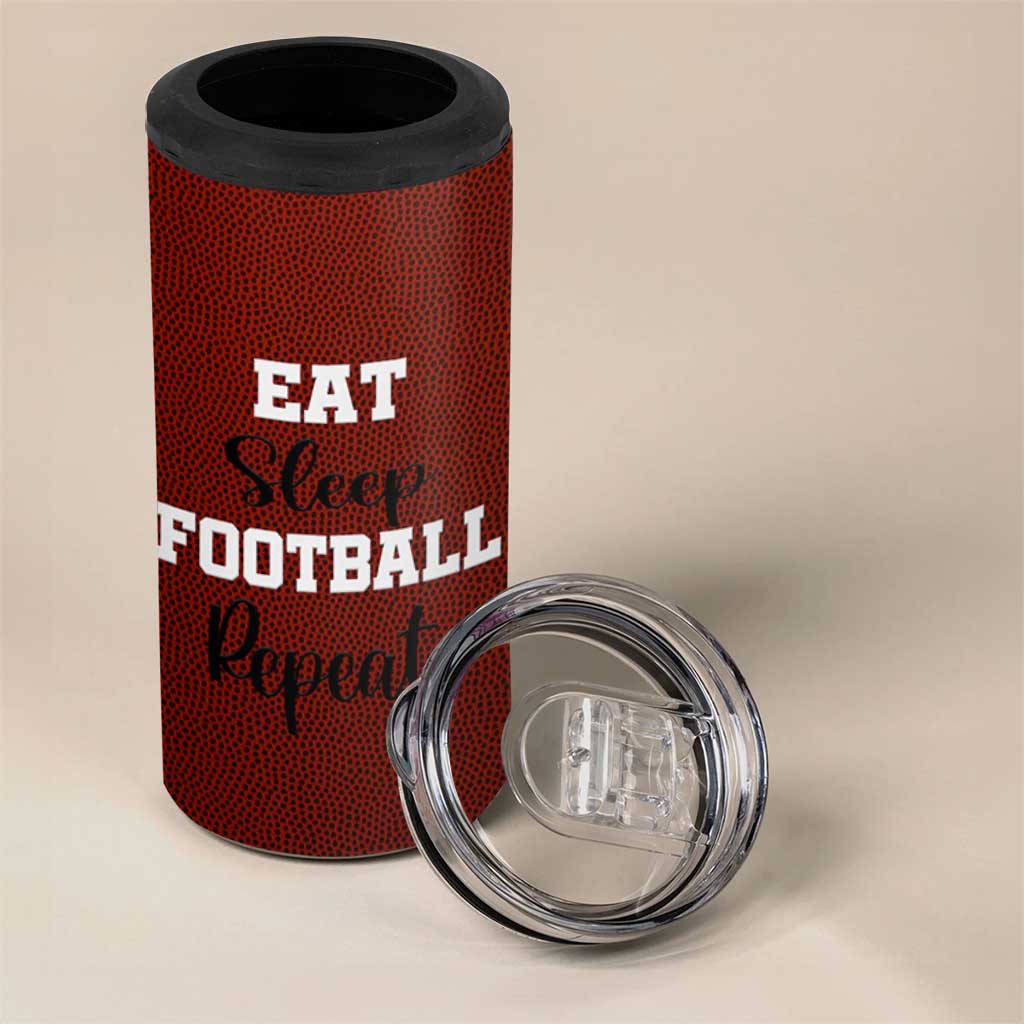 American Football 4 in 1 Can Cooler Tumbler Eat Sleep Football Repeat Dad Fans Coaches