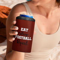 American Football 4 in 1 Can Cooler Tumbler Eat Sleep Football Repeat Dad Fans Coaches