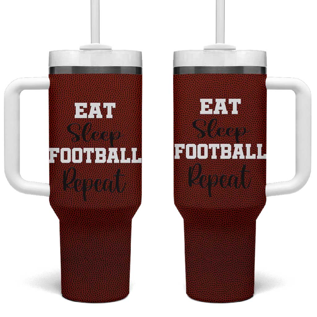 American Football Tumbler With Handle Eat Sleep Football Repeat Dad Fans Coaches