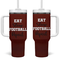American Football Tumbler With Handle Eat Sleep Football Repeat Dad Fans Coaches
