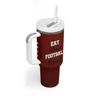 American Football Tumbler With Handle Eat Sleep Football Repeat Dad Fans Coaches