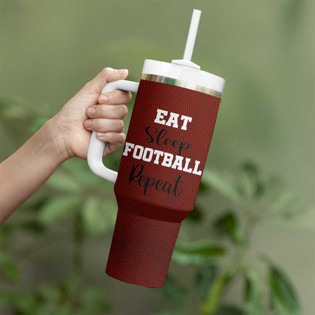 American Football Tumbler With Handle Eat Sleep Football Repeat Dad Fans Coaches