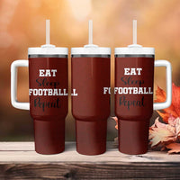 American Football Tumbler With Handle Eat Sleep Football Repeat Dad Fans Coaches