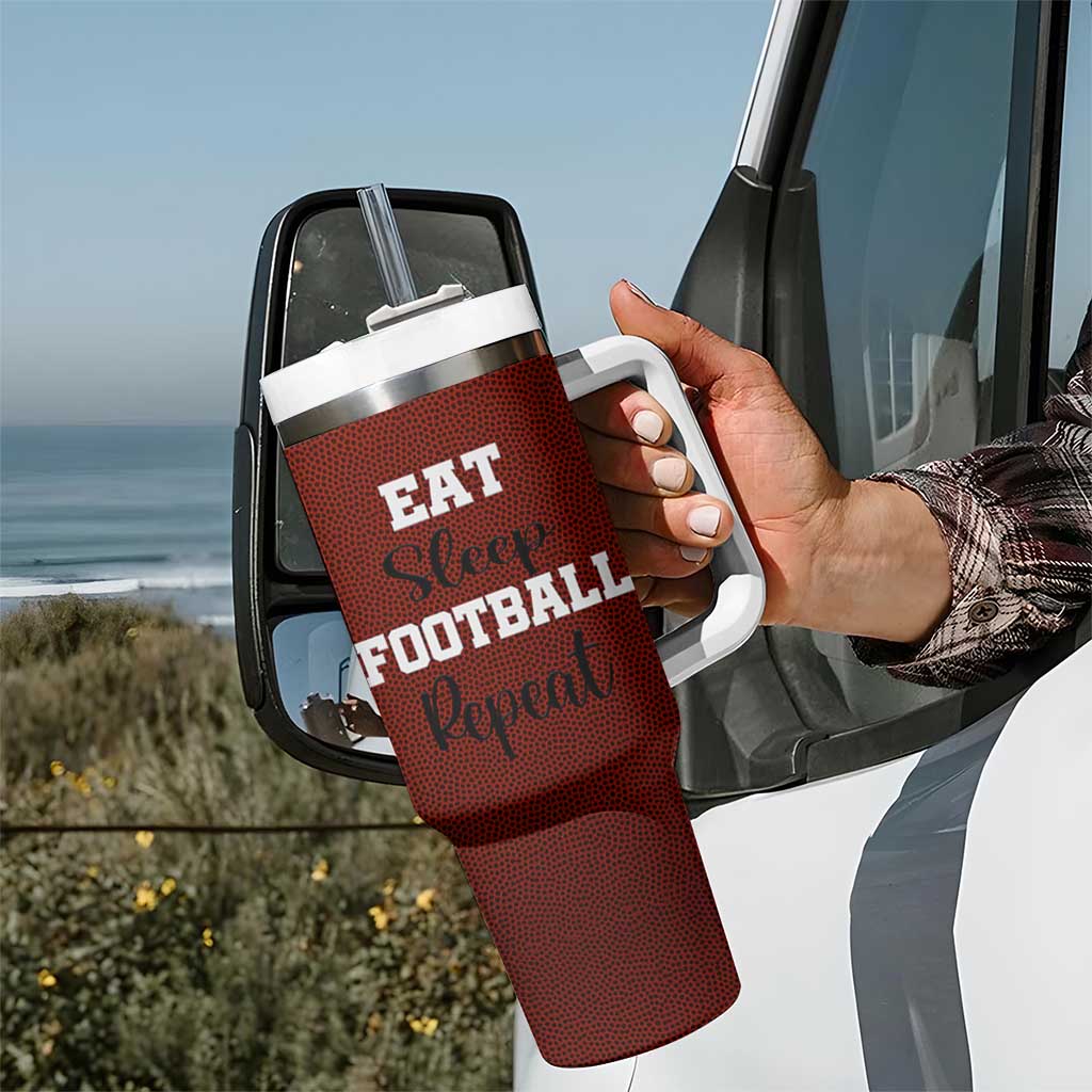 American Football Tumbler With Handle Eat Sleep Football Repeat Dad Fans Coaches