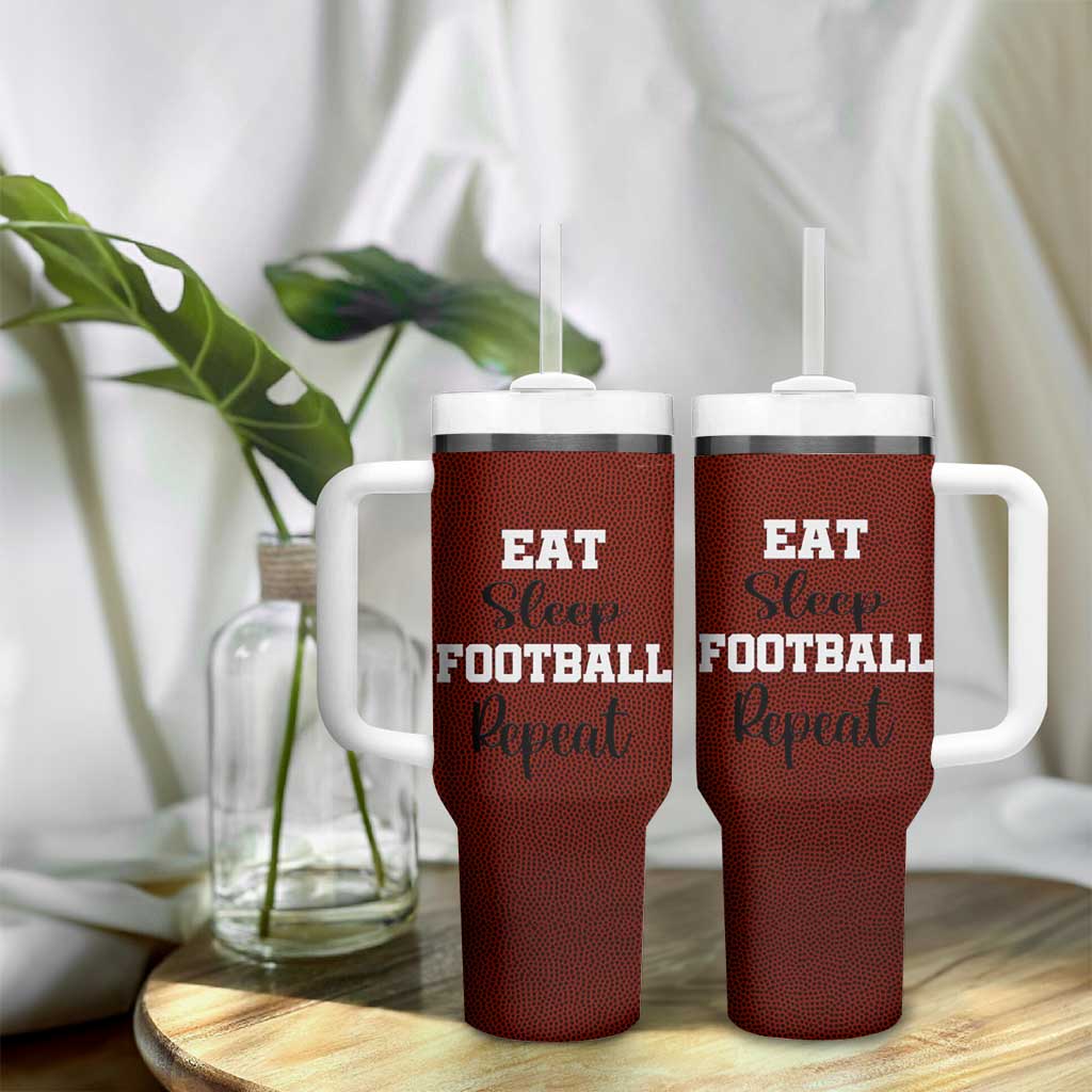 American Football Tumbler With Handle Eat Sleep Football Repeat Dad Fans Coaches