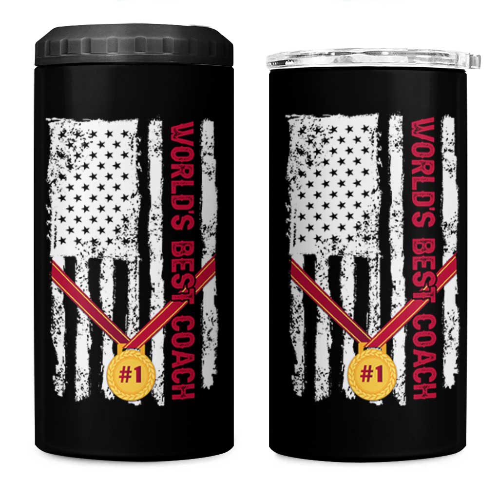 Coach Gifts 4 in 1 Can Cooler Tumbler World's Best Coach Appreciation Gifts US Flag