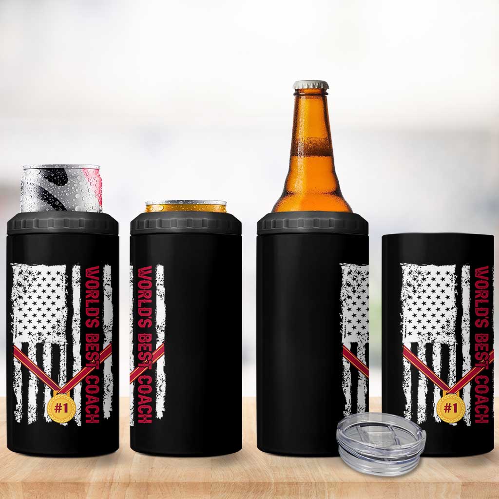 Coach Gifts 4 in 1 Can Cooler Tumbler World's Best Coach Appreciation Gifts US Flag