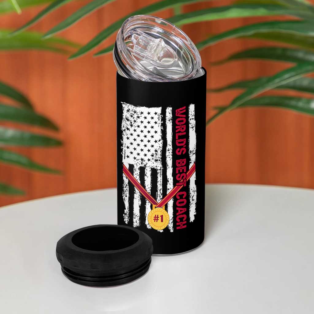 Coach Gifts 4 in 1 Can Cooler Tumbler World's Best Coach Appreciation Gifts US Flag