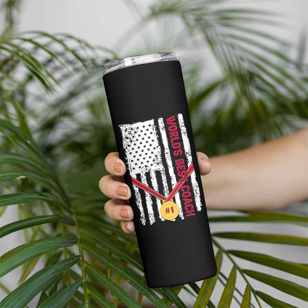 Coach Gifts Skinny Tumbler World's Best Coach Appreciation Gifts US Flag