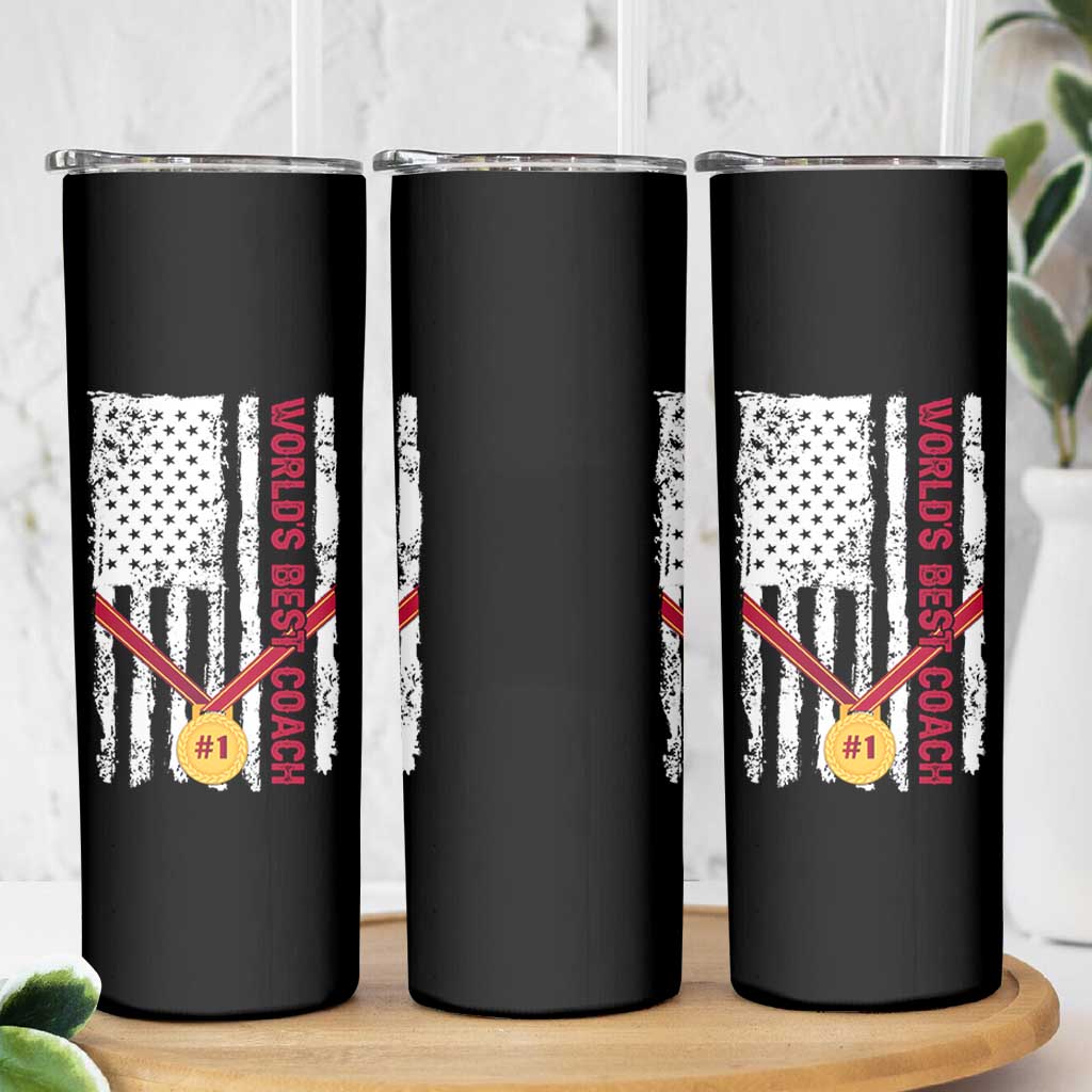 Coach Gifts Skinny Tumbler World's Best Coach Appreciation Gifts US Flag