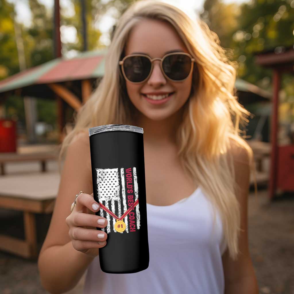 Coach Gifts Skinny Tumbler World's Best Coach Appreciation Gifts US Flag