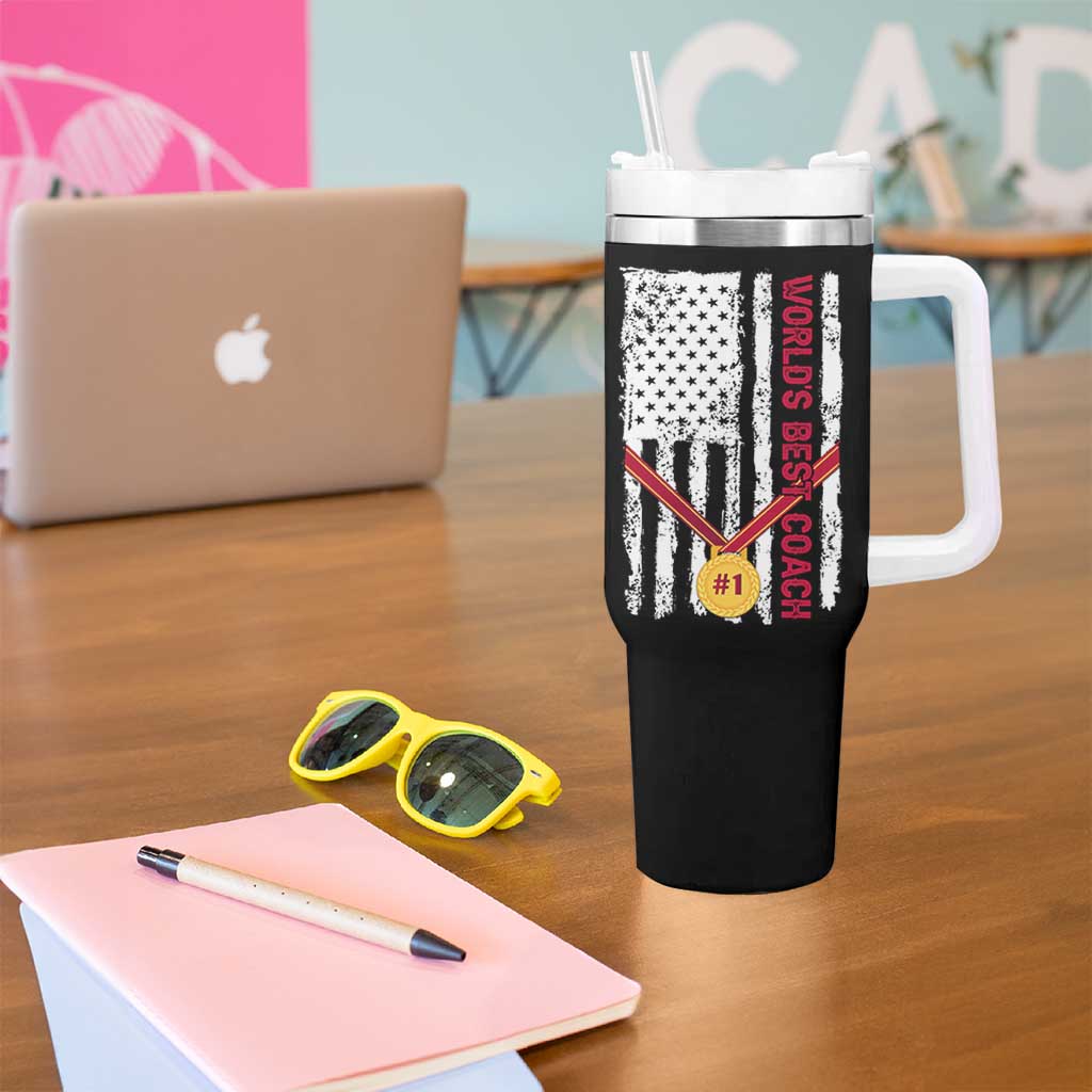 Coach Gifts Tumbler With Handle World's Best Coach Appreciation Gifts US Flag