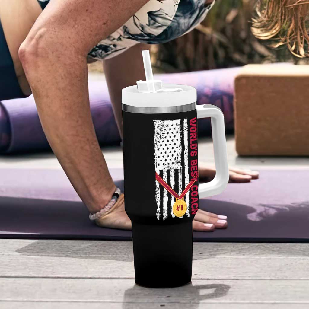 Coach Gifts Tumbler With Handle World's Best Coach Appreciation Gifts US Flag
