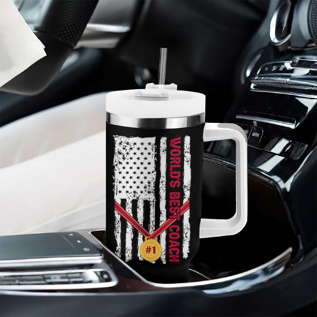 Coach Gifts Tumbler With Handle World's Best Coach Appreciation Gifts US Flag
