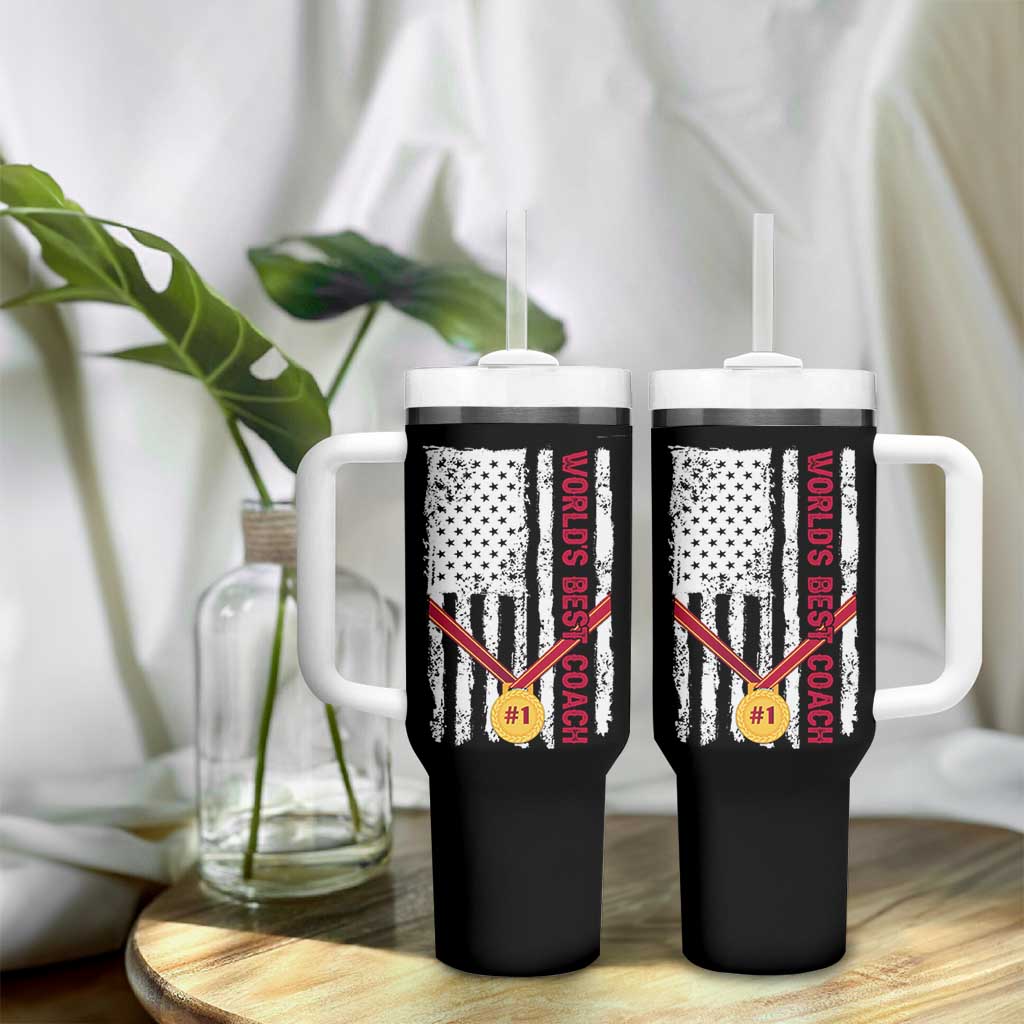 Coach Gifts Tumbler With Handle World's Best Coach Appreciation Gifts US Flag