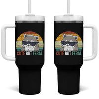 Funny Racoon Tumbler With Handle Cute But Feral