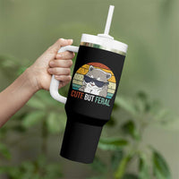 Funny Racoon Tumbler With Handle Cute But Feral