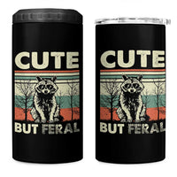 Funny Racoon 4 in 1 Can Cooler Tumbler Retro Trash Panda Cute But Feral