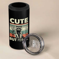 Funny Racoon 4 in 1 Can Cooler Tumbler Retro Trash Panda Cute But Feral