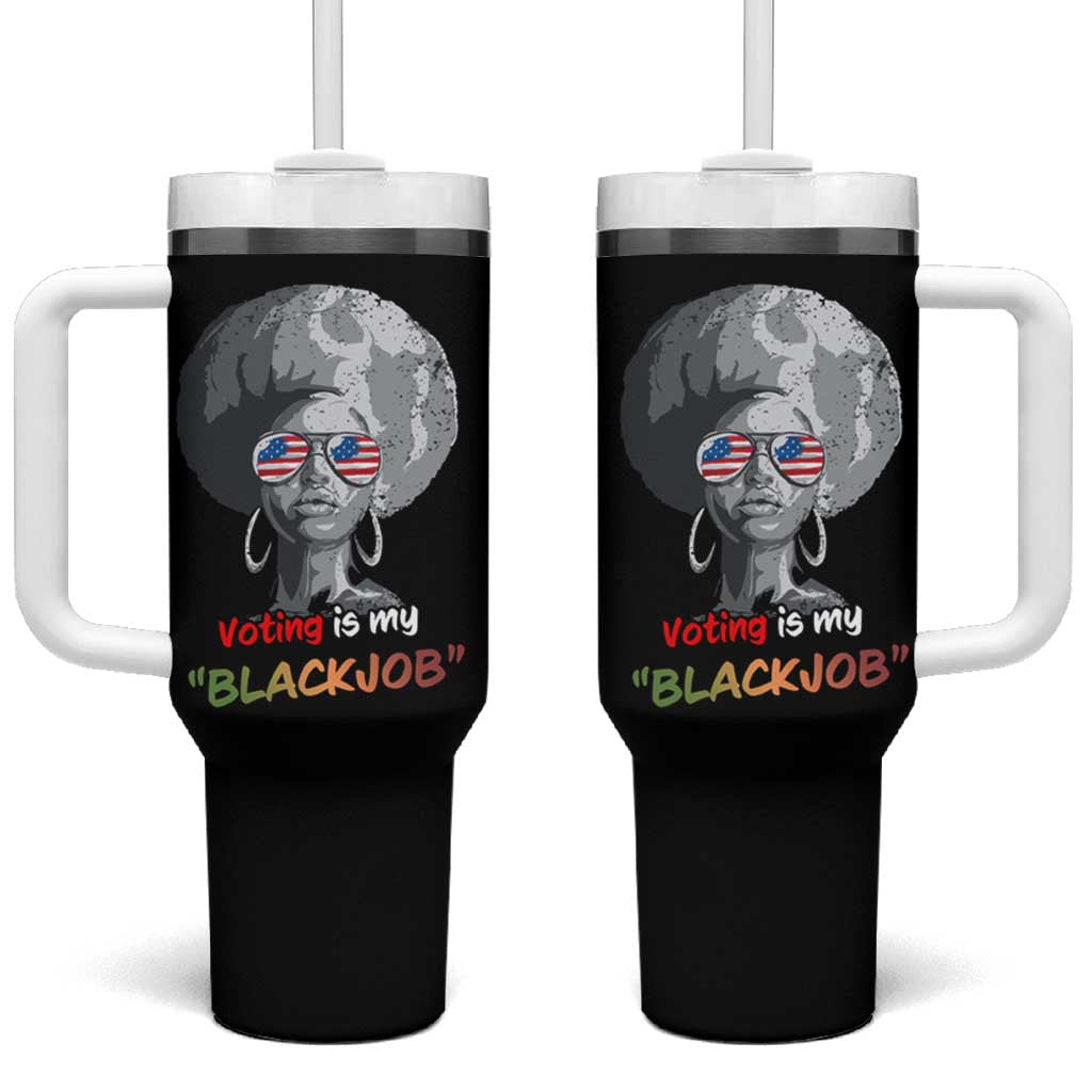 Harris 2024 Election Tumbler With Handle Voting Is My Black Job - Wonder Print Shop