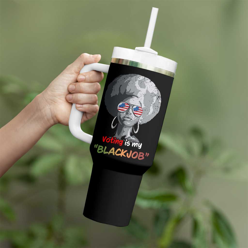 Harris 2024 Election Tumbler With Handle Voting Is My Black Job - Wonder Print Shop