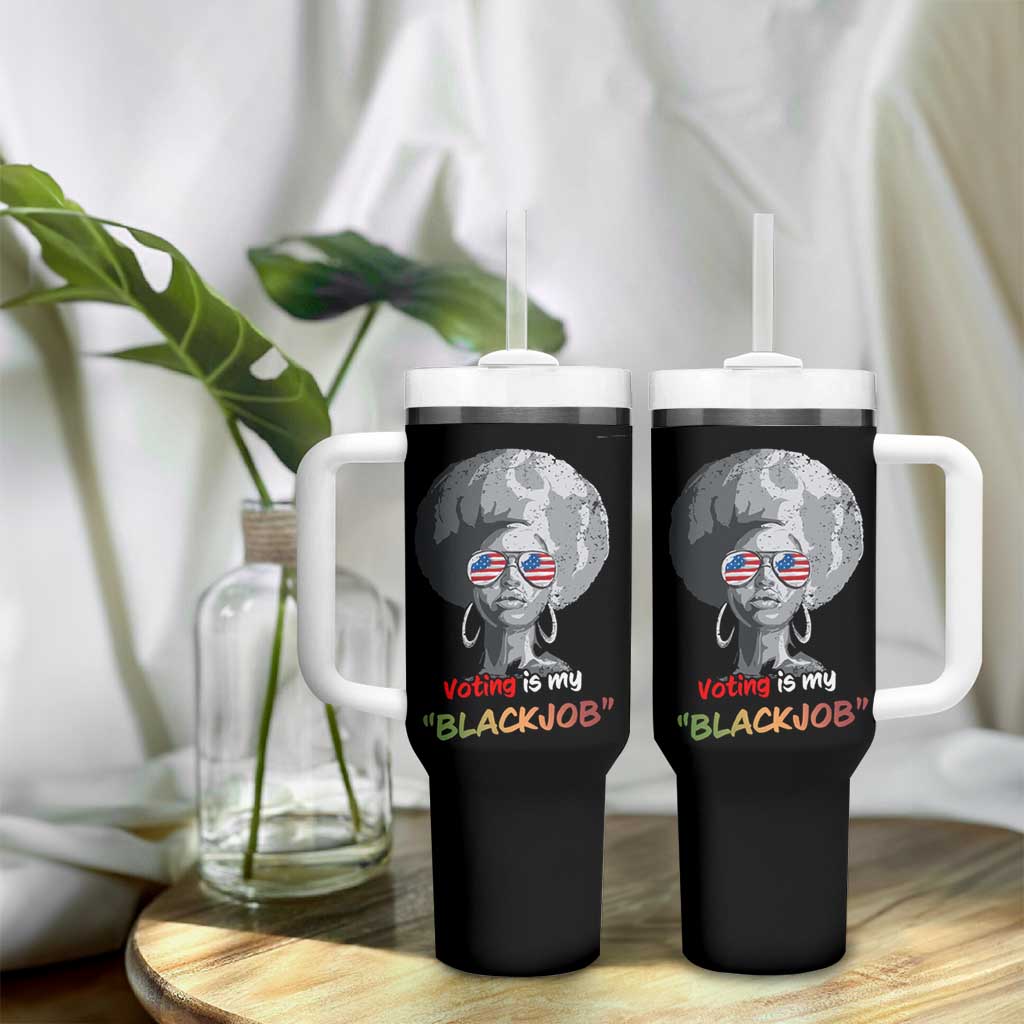 Harris 2024 Election Tumbler With Handle Voting Is My Black Job - Wonder Print Shop