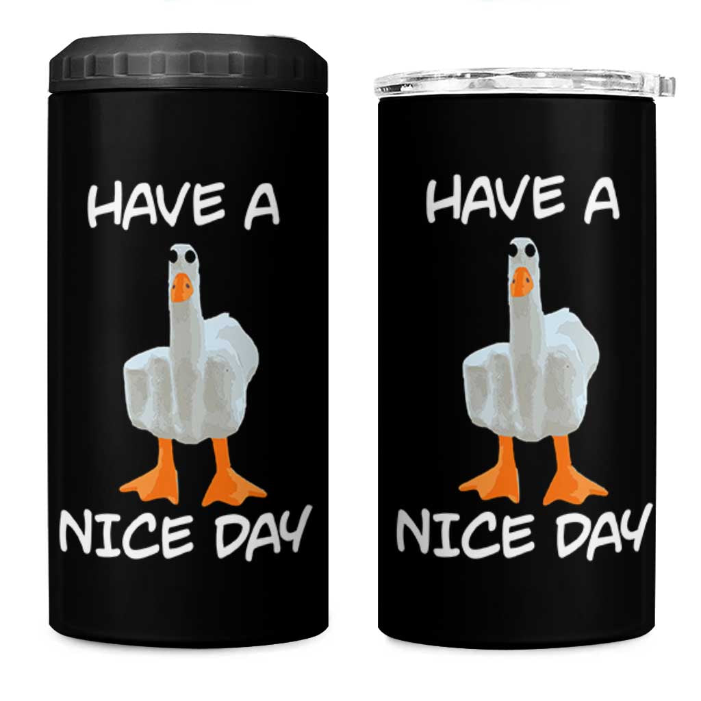 Duck You 4 in 1 Can Cooler Tumbler Funny Middle Finger Duck You White Elephant Gifts For Adults