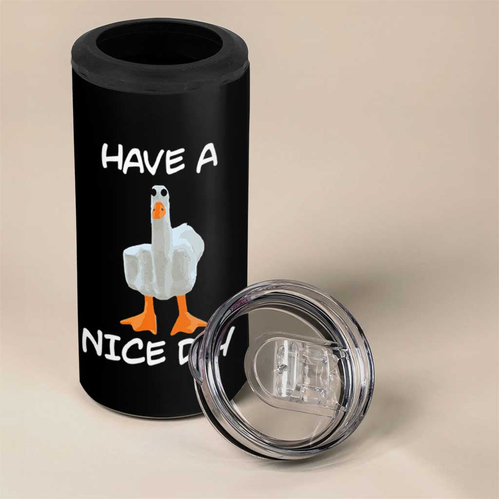 Duck You 4 in 1 Can Cooler Tumbler Funny Middle Finger Duck You White Elephant Gifts For Adults