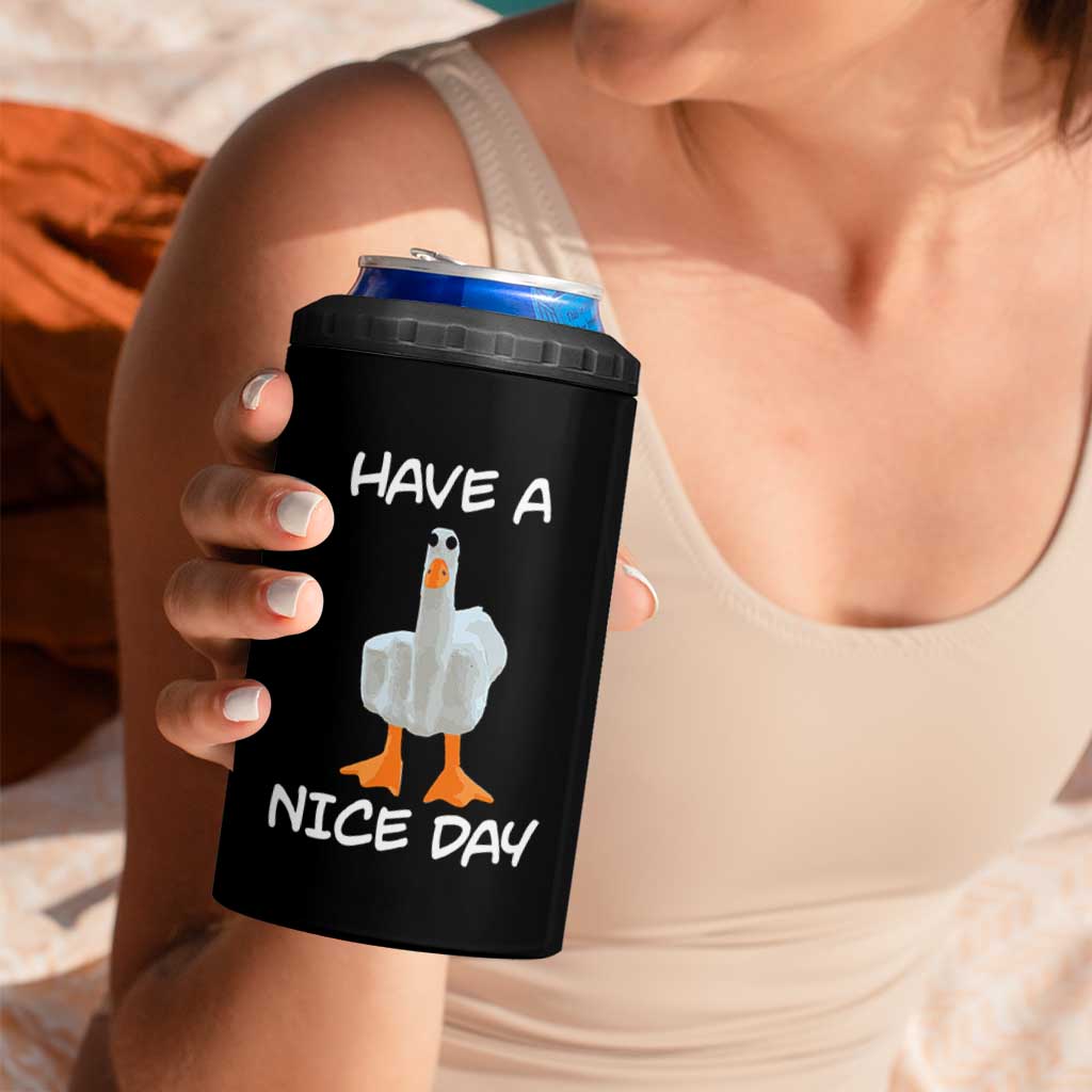 Duck You 4 in 1 Can Cooler Tumbler Funny Middle Finger Duck You White Elephant Gifts For Adults