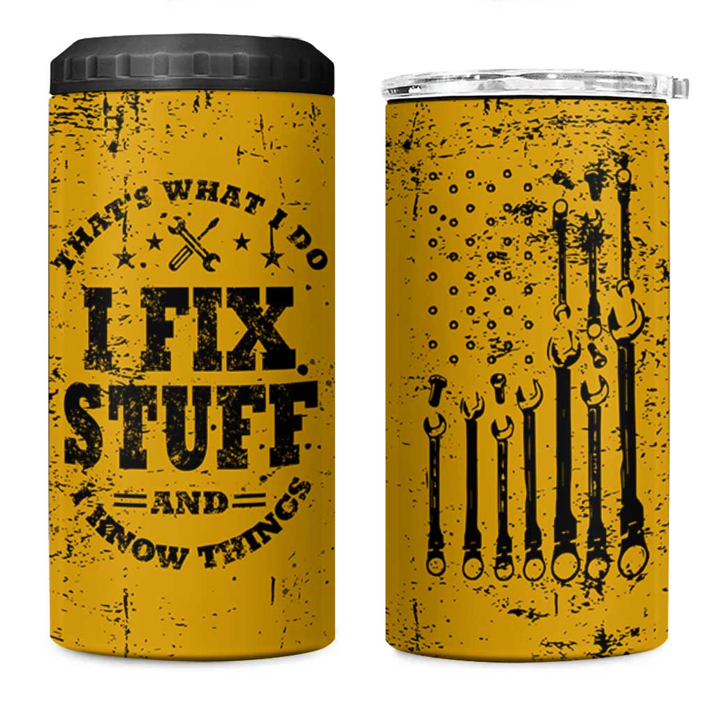 Funny Dad 4 in 1 Can Cooler Tumbler Grandpa Mechanic Handyman Engine Oil Filter Cup