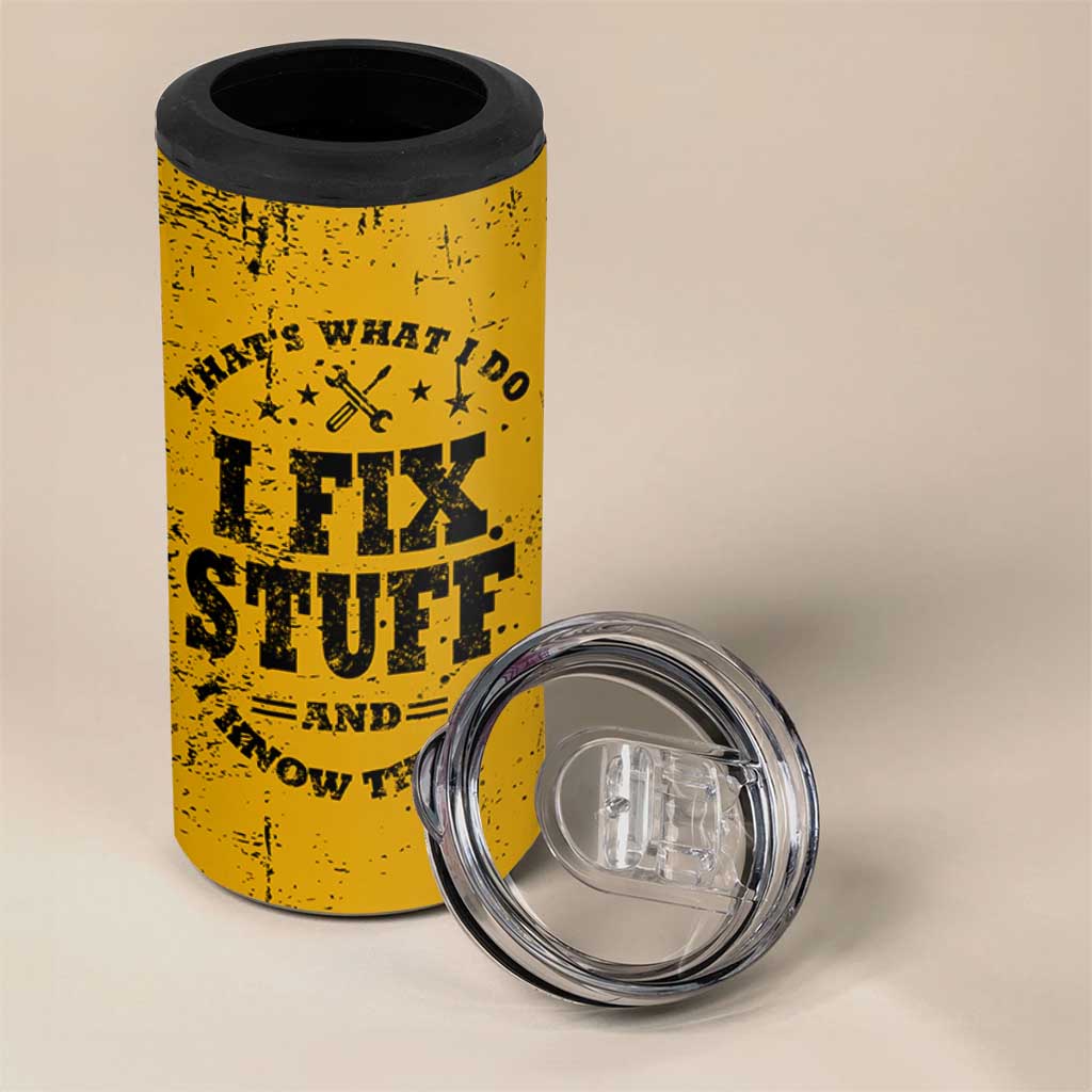 Funny Dad 4 in 1 Can Cooler Tumbler Grandpa Mechanic Handyman Engine Oil Filter Cup