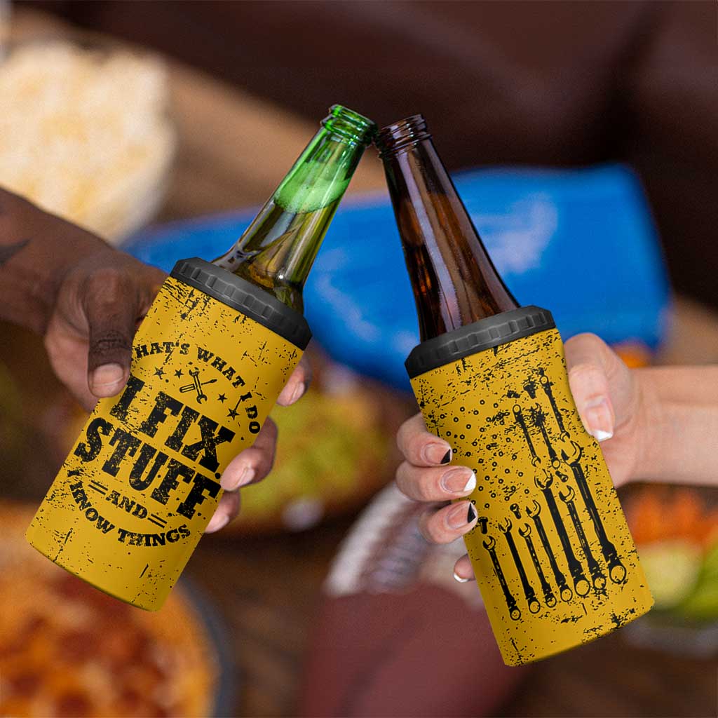 Funny Dad 4 in 1 Can Cooler Tumbler Grandpa Mechanic Handyman Engine Oil Filter Cup