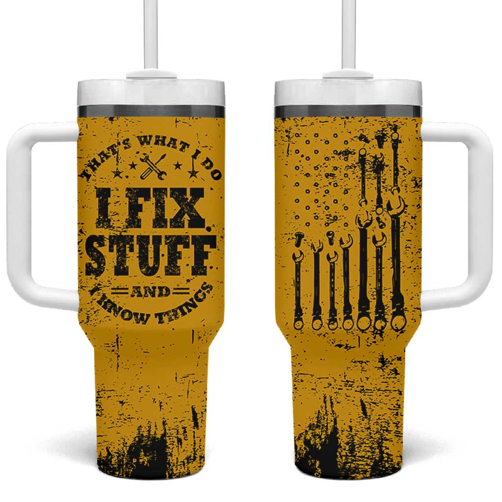 Funny Dad Tumbler With Handle Grandpa Mechanic Handyman Engine Oil Filter Cup