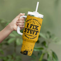 Funny Dad Tumbler With Handle Grandpa Mechanic Handyman Engine Oil Filter Cup
