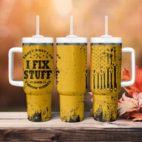 Funny Dad Tumbler With Handle Grandpa Mechanic Handyman Engine Oil Filter Cup