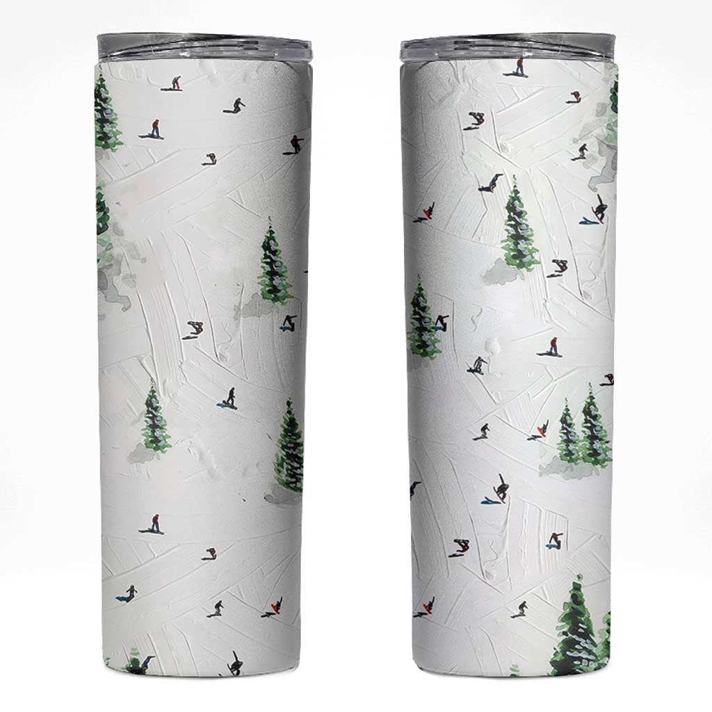 Skiing Gifts Skinny Tumbler Funny Ski Gift for Skiers Downhill Skiing