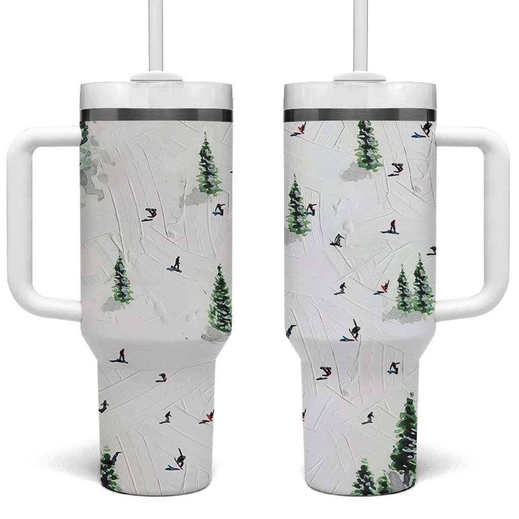 Skiing Gifts Tumbler With Handle Funny Ski Gift for Skiers Downhill Skiing