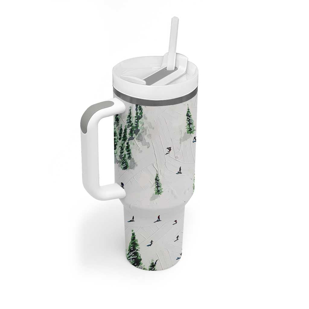 Skiing Gifts Tumbler With Handle Funny Ski Gift for Skiers Downhill Skiing