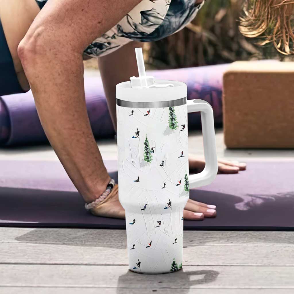 Skiing Gifts Tumbler With Handle Funny Ski Gift for Skiers Downhill Skiing