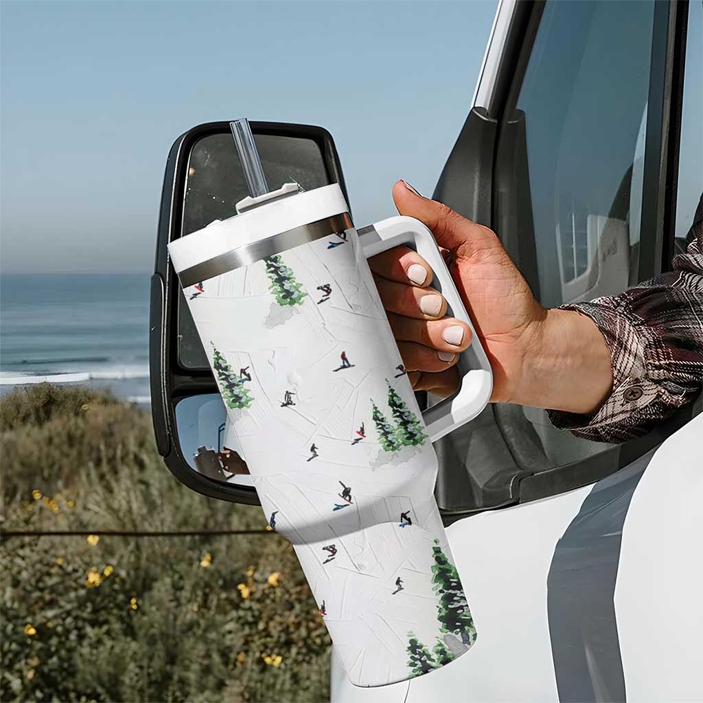 Skiing Gifts Tumbler With Handle Funny Ski Gift for Skiers Downhill Skiing