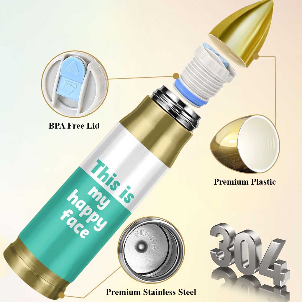 Funny Resting Face Bullet Tumbler This Is My Happy Face Sea Turtle Gifts