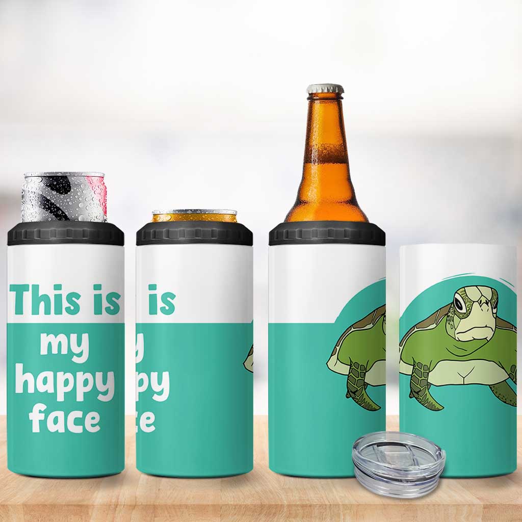 Funny Resting Face 4 in 1 Can Cooler Tumbler This Is My Happy Face Sea Turtle Gifts