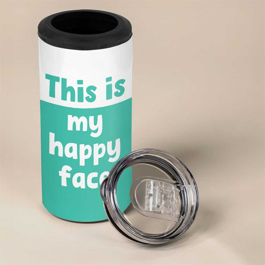 Funny Resting Face 4 in 1 Can Cooler Tumbler This Is My Happy Face Sea Turtle Gifts