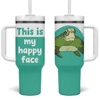 Funny Resting Face Tumbler With Handle This Is My Happy Face Sea Turtle Gifts