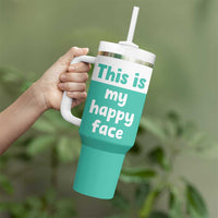 Funny Resting Face Tumbler With Handle This Is My Happy Face Sea Turtle Gifts