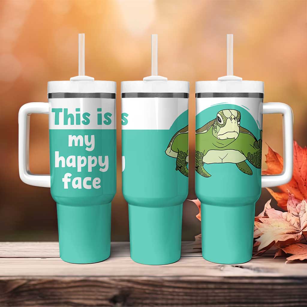 Funny Resting Face Tumbler With Handle This Is My Happy Face Sea Turtle Gifts