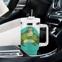 Funny Resting Face Tumbler With Handle This Is My Happy Face Sea Turtle Gifts
