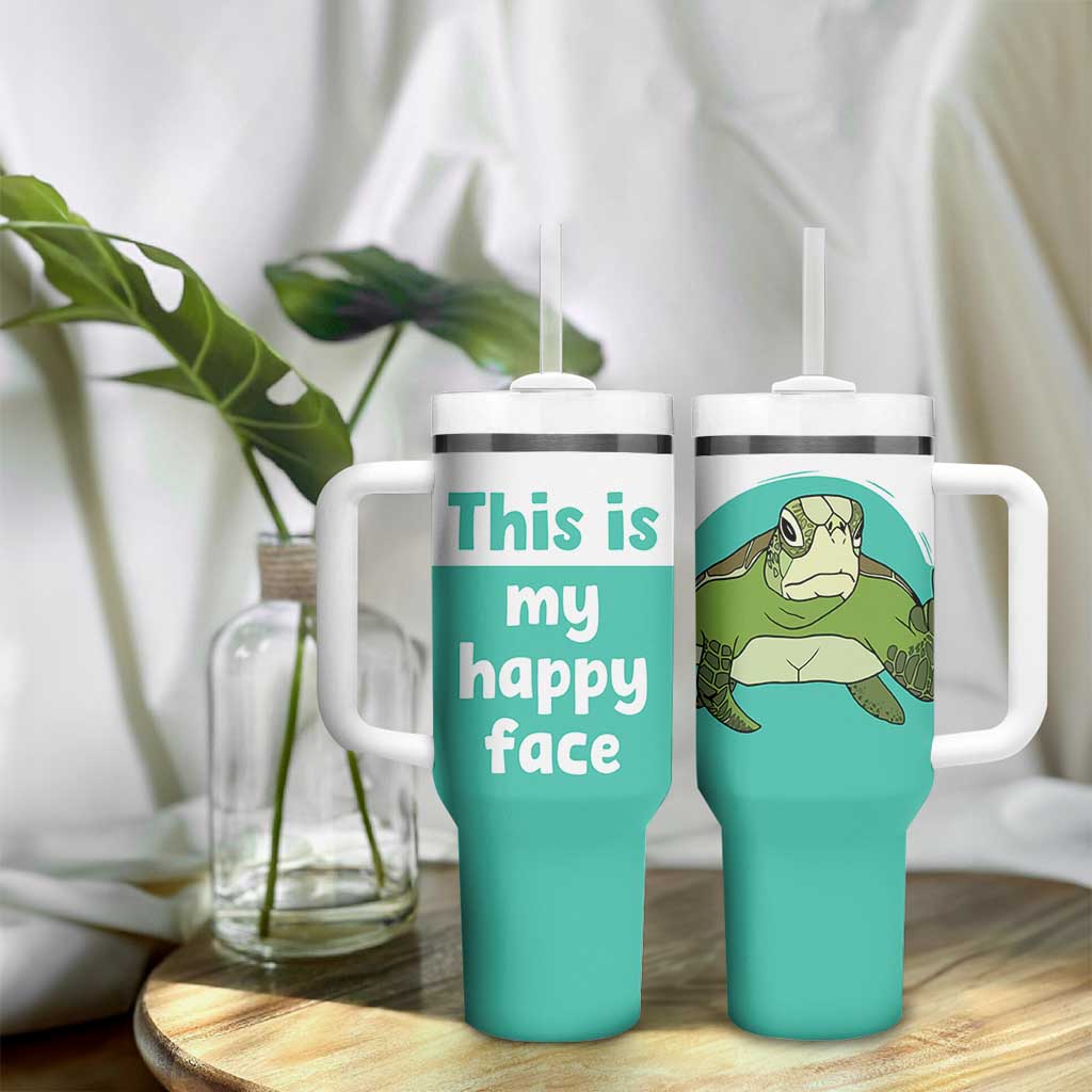 Funny Resting Face Tumbler With Handle This Is My Happy Face Sea Turtle Gifts